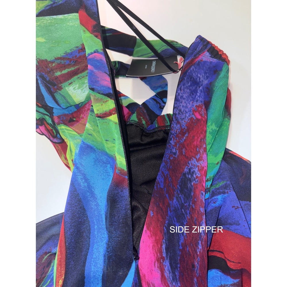 Cynthia Rowley Womens Abstract Print High Low Ruffle Dress Multi Color Size 10 - Picture 9 of 9